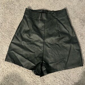 Faux black leather shorts